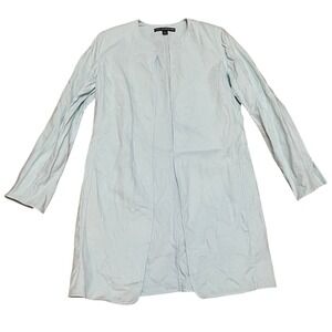 VTG Linda Allard Ellen Tracy Women's 6 Light Blue Linen Open Front Duster Jacket
